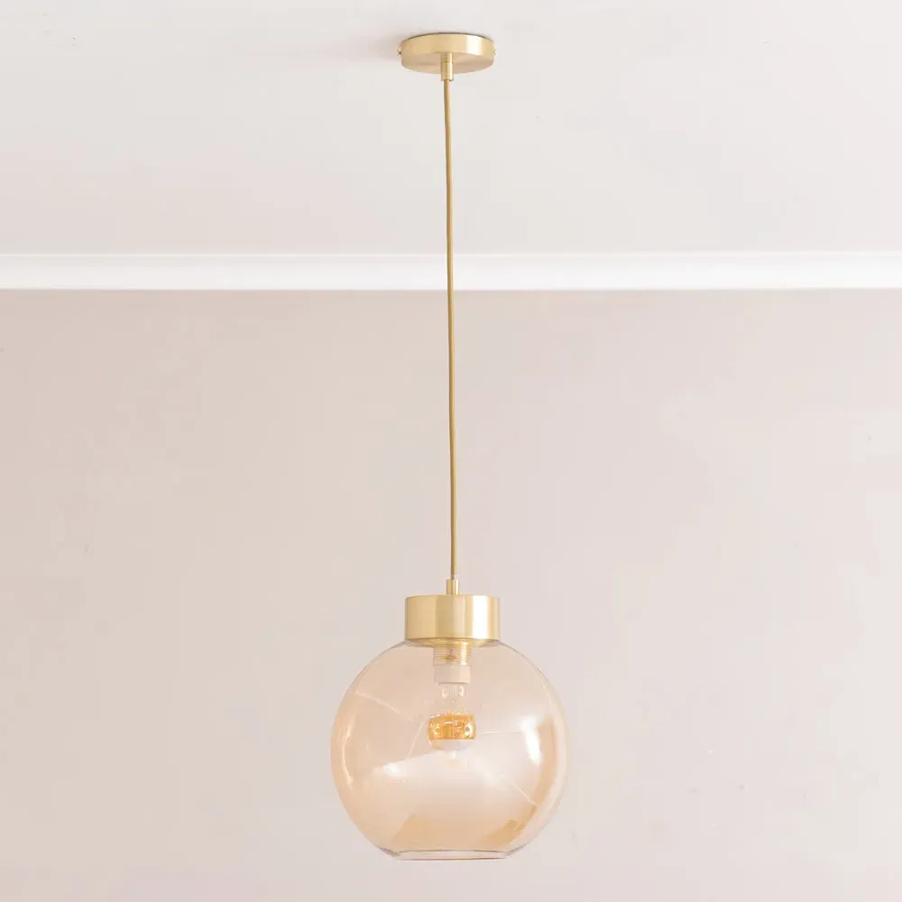 Bellamy Globe Ceiling Pendant Light - Gold, Glass