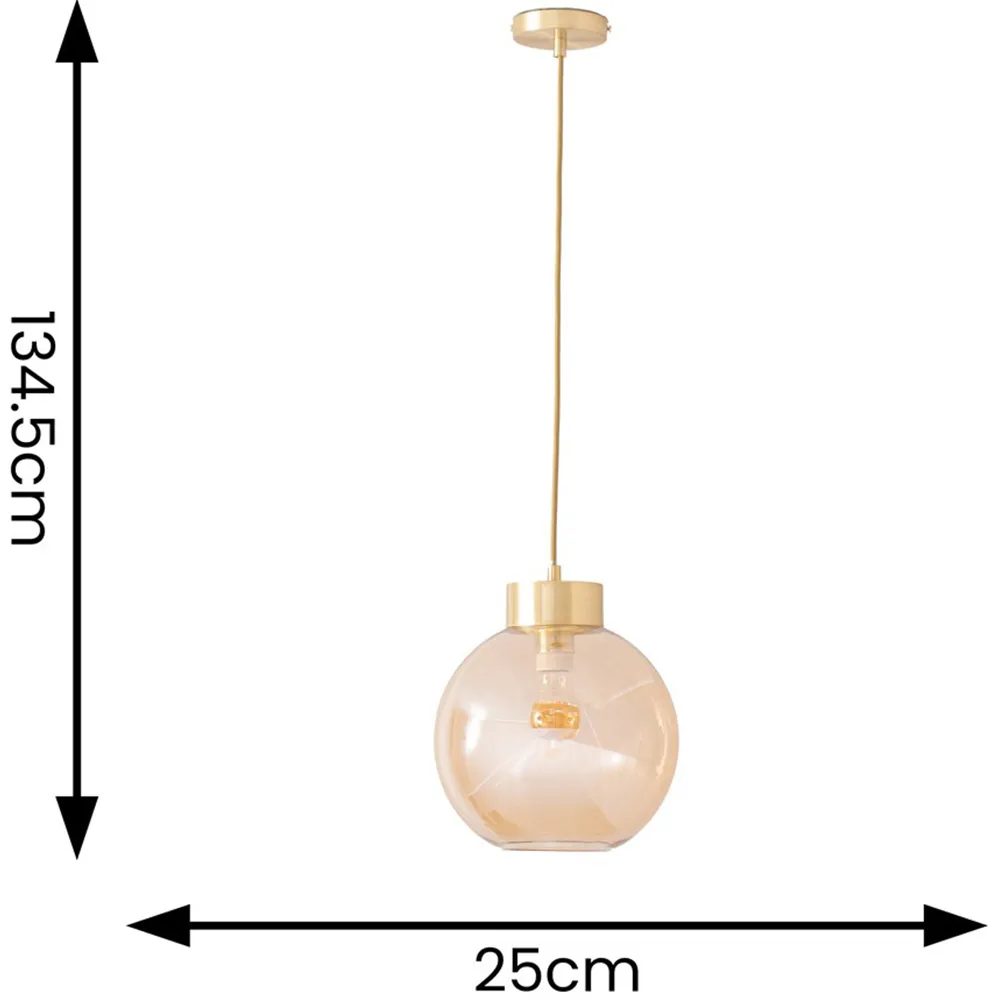 Bellamy Globe Ceiling Pendant Light - Gold, Glass