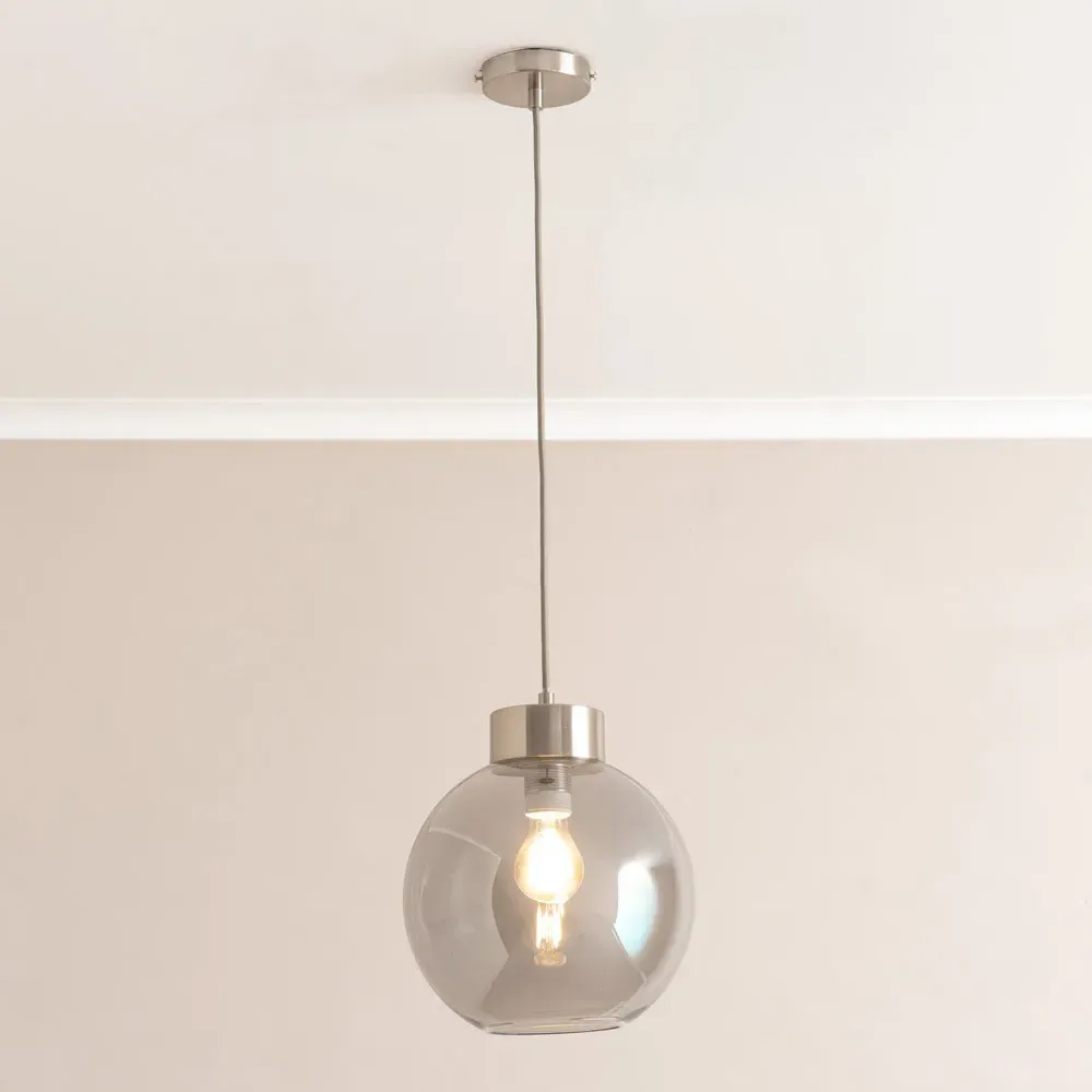 Bellamy Globe LED Ceiling Pendant Light - Silver, Glass