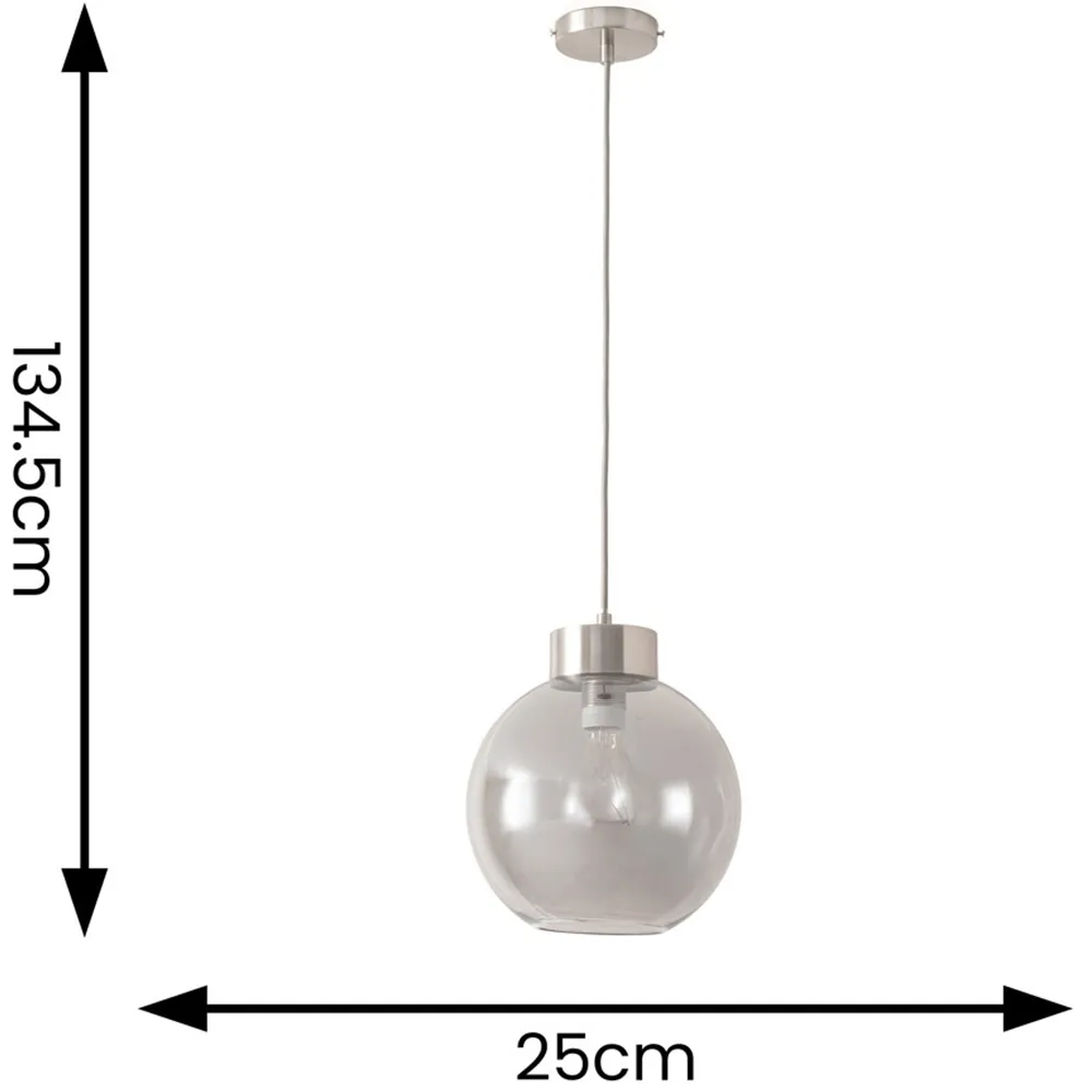 Bellamy Globe LED Ceiling Pendant Light - Silver, Glass