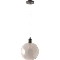 Bellamy Single Globe LED Ceiling Pendant Light - Black, Glass