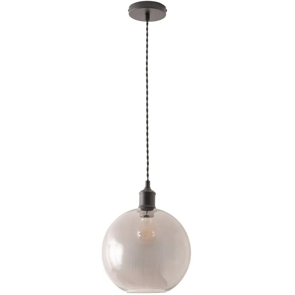Bellamy Single Globe LED Ceiling Pendant Light - Black, Glass image