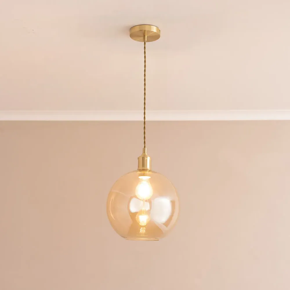 Bellamy Single Globe LED Ceiling Pendant Light - Gold, Glass