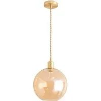 Bellamy Single Globe LED Ceiling Pendant Light - Gold, Glass