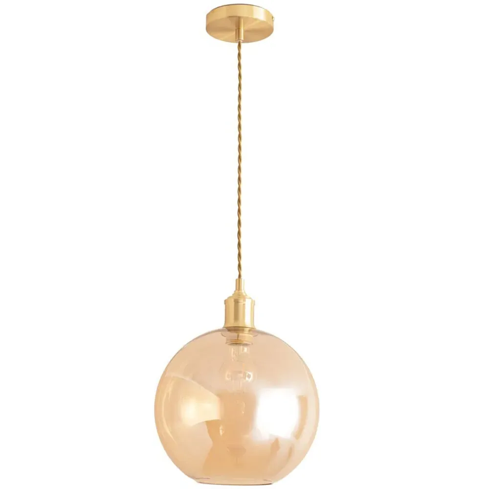 Bellamy Single Globe LED Ceiling Pendant Light - Gold, Glass