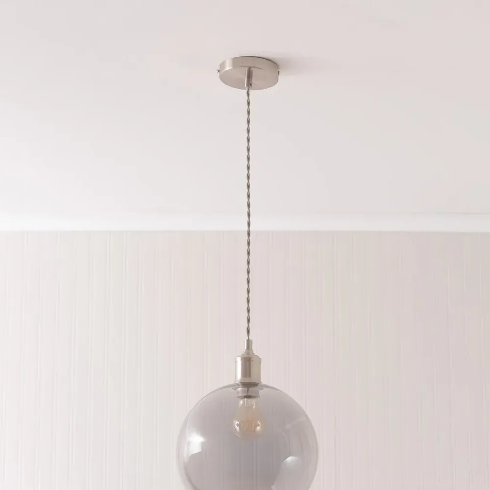 Bellamy Single Globe LED Ceiling Pendant Light - Silver, Glass