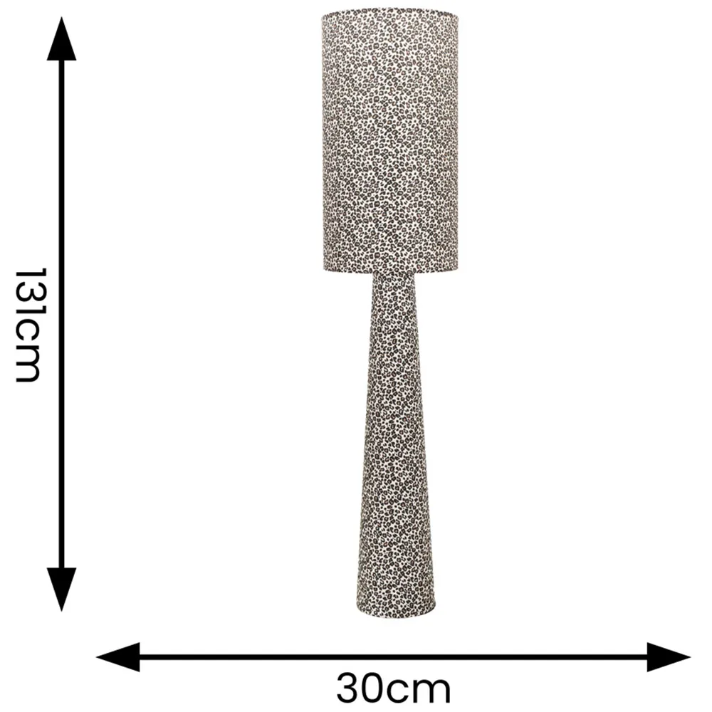 Bertie Leopard Print Midi LED Floor Lamp - Cream