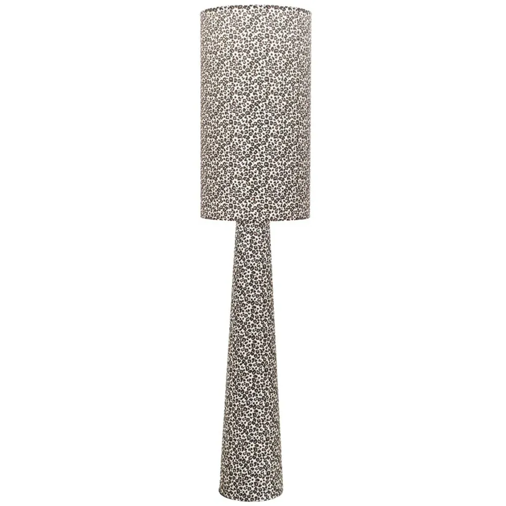 Bertie Leopard Print Midi LED Floor Lamp - Cream