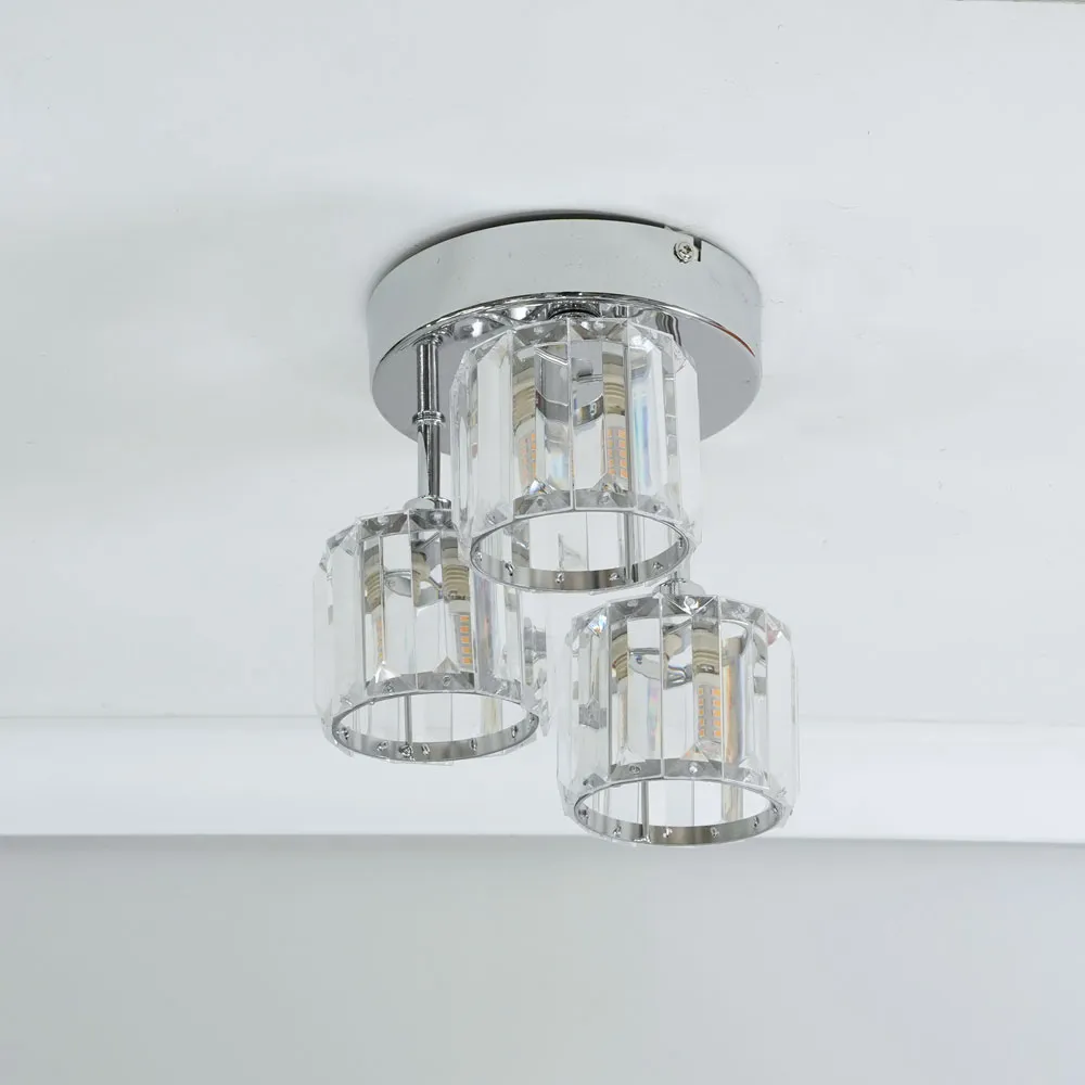 Beth 3 Way LED Glass Drop Ceiling Light - Chrome