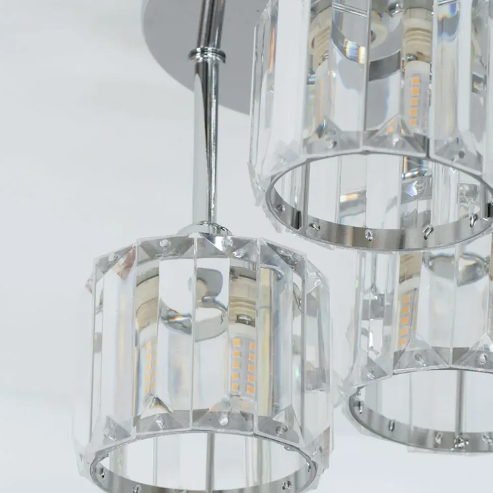 Beth 3 Way LED Glass Drop Ceiling Light - Chrome