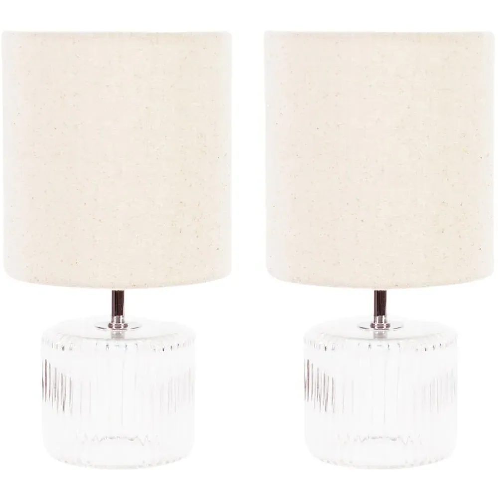 Betty Set of 2 Clear Glass LED Table Lamps - Cream
