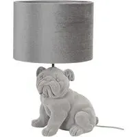 Billy Bulldog LED Table Lamp - Grey, Velvet