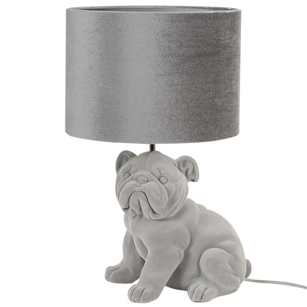 Billy Bulldog LED Table Lamp - Grey, Velvet