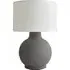 Blair Round Table Lamp with Linen Shade - Grey, Ceramic