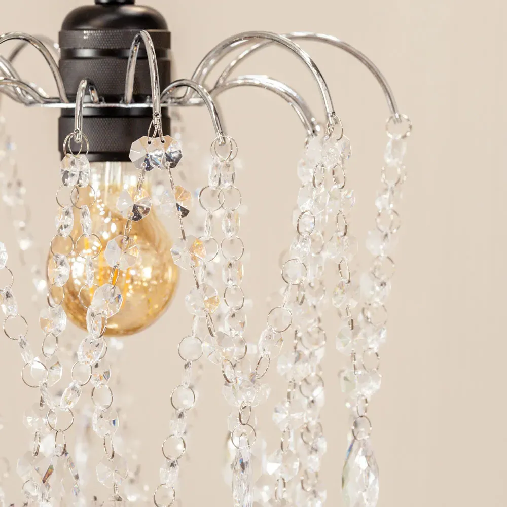 Blanche Chandelier Pendant Shade with Jewel Droplets - White