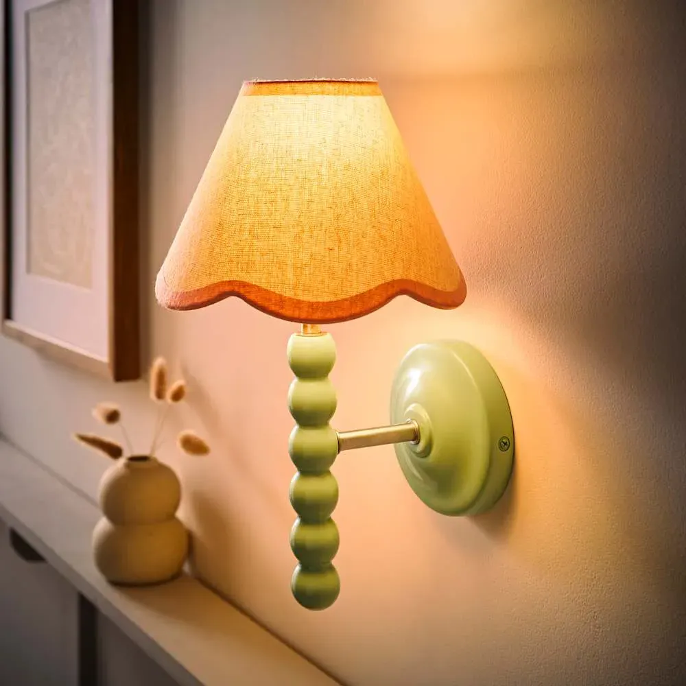 Bobbin LED Wall Light - Green, Wood