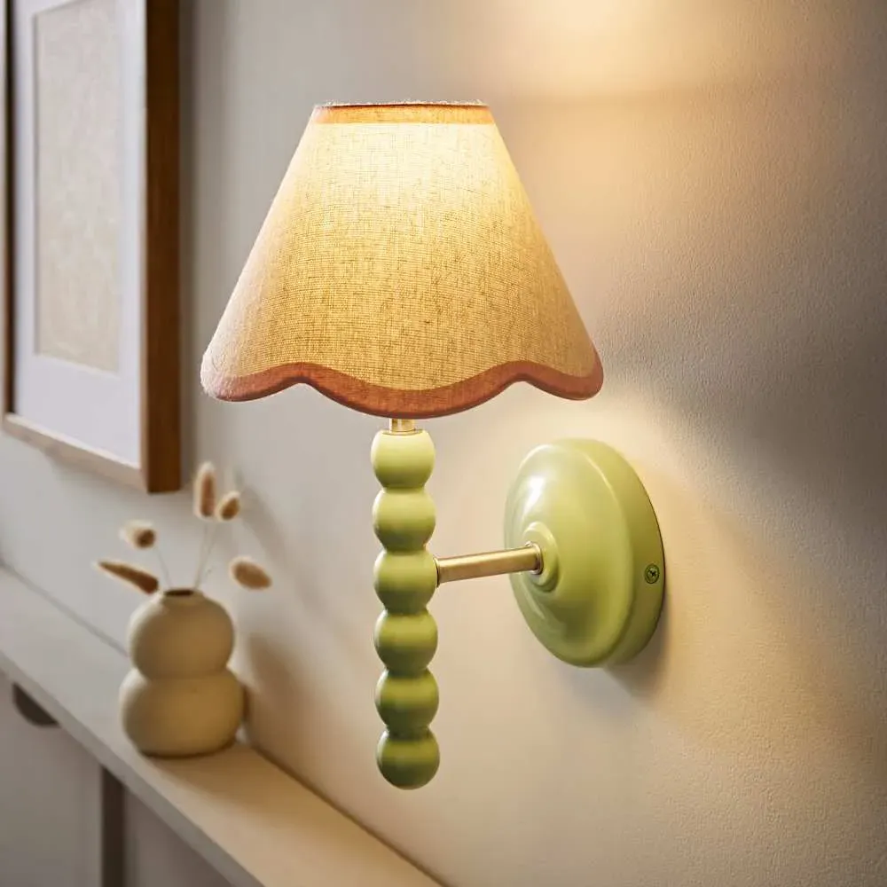 Bobbin LED Wall Light - Green, Wood