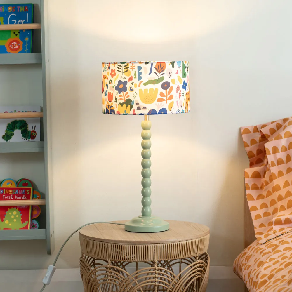 Bobbins Fabric Jungle LED Table Lamp - Sage Green