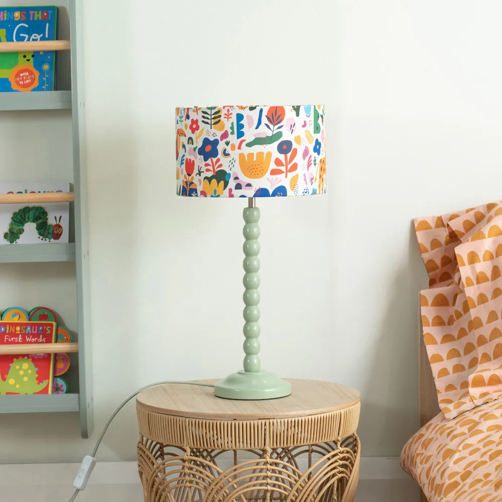 Bobbins Fabric Jungle LED Table Lamp - Sage Green