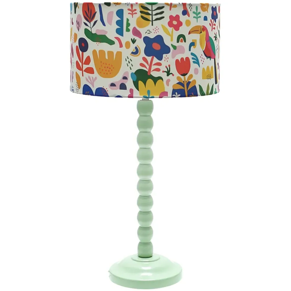 Bobbins Fabric Jungle LED Table Lamp - Sage Green image