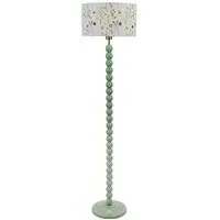 Bobbins Floral Embroidered Drum Shade Floor Lamp - Green