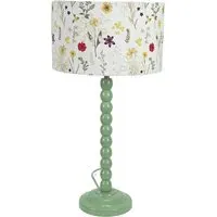 Bobbins Floral Embroidered Drum Shade Table Lamp - Green