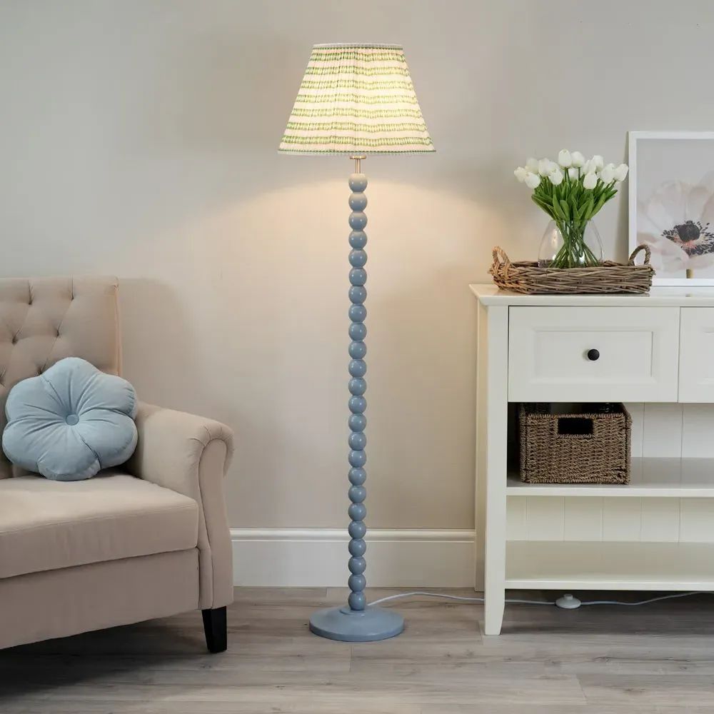 Bobbins LED Floor Lamp with Aztec Shade - Powder Blue