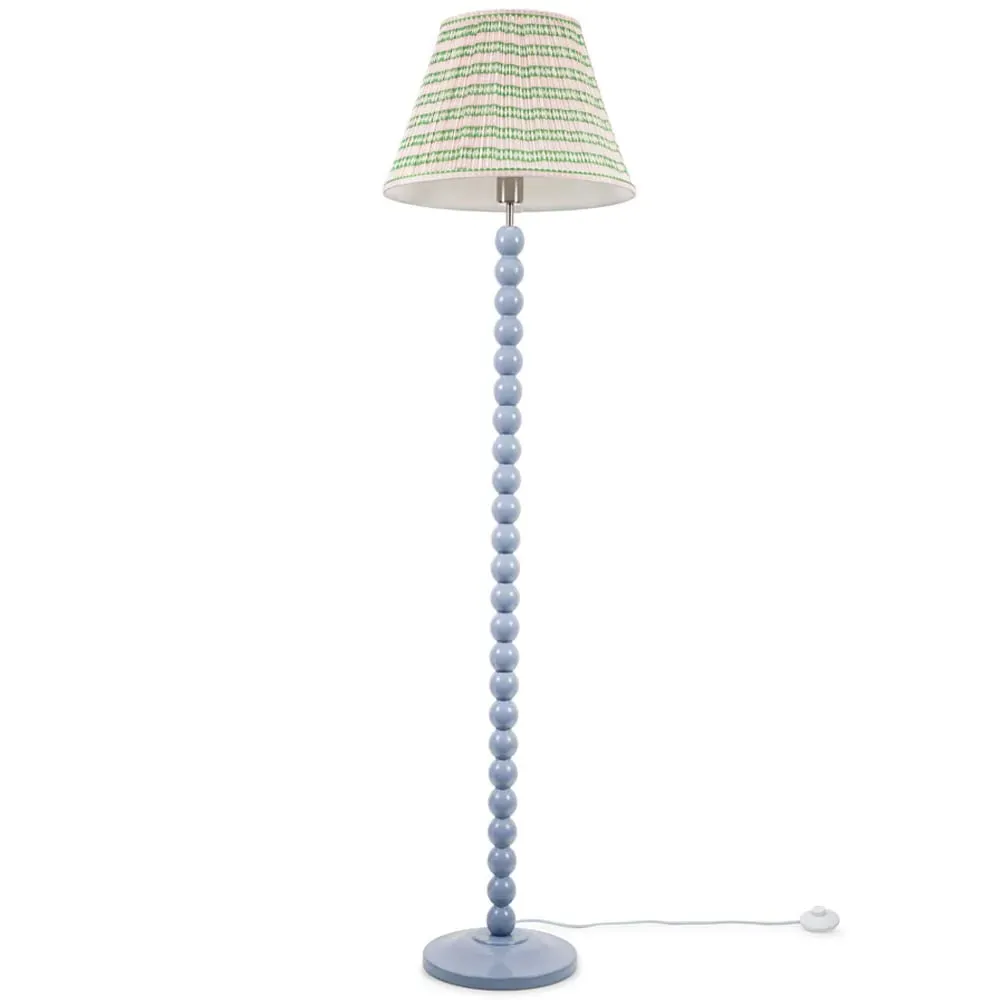 Bobbins LED Floor Lamp with Aztec Shade - Powder Blue