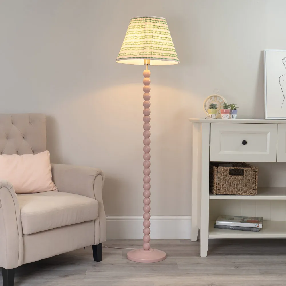 Bobbins LED Floor Lamp with Aztec Shade - Rose Pink