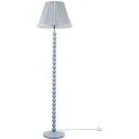 Bobbins LED Floor Lamp with Blue Stripe Shade - Blue