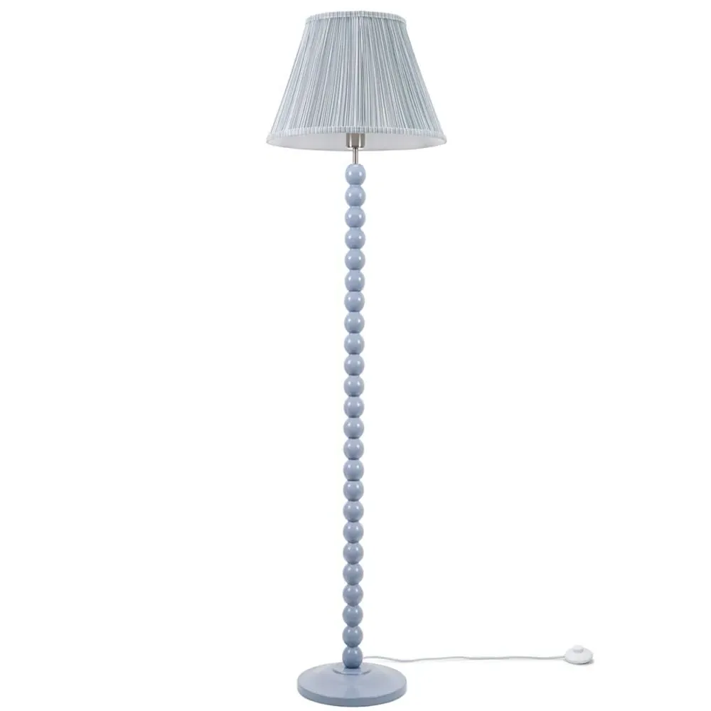 Bobbins LED Floor Lamp with Blue Stripe Shade - Blue
