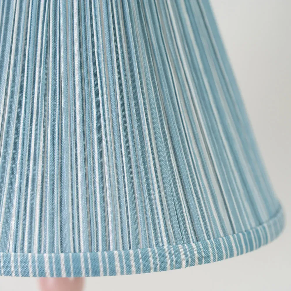 Bobbins LED Floor Lamp with Blue Stripe Shade - Pink