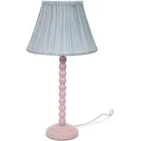 Bobbins LED Floor Lamp with Blue Stripe Shade - Pink