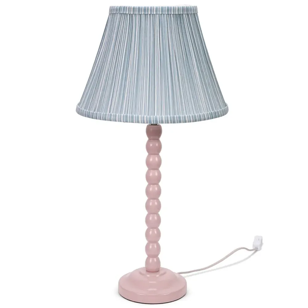 Bobbins LED Floor Lamp with Blue Stripe Shade - Pink image