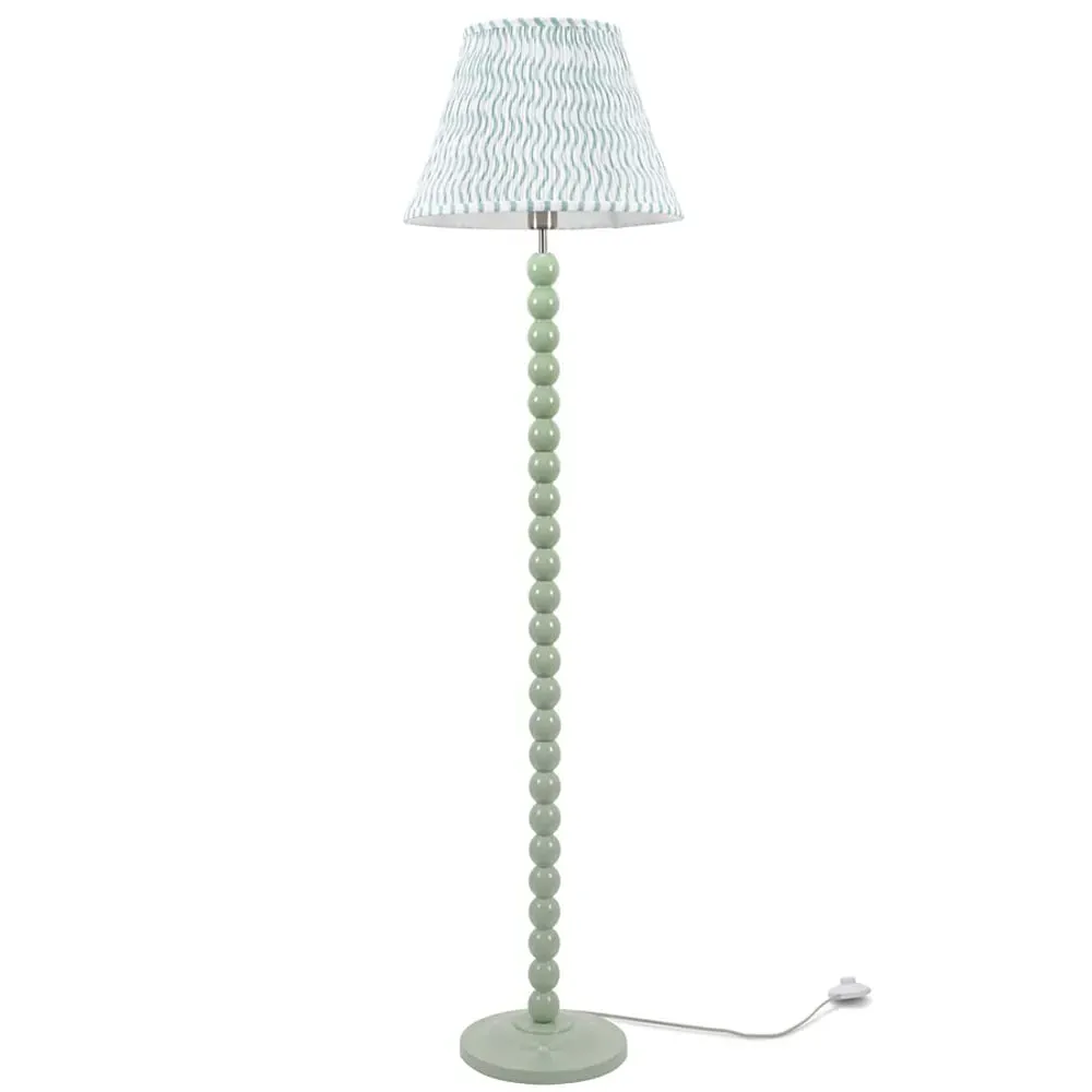 Bobbins LED Floor Lamp with Pleated Arrow Shade - Green