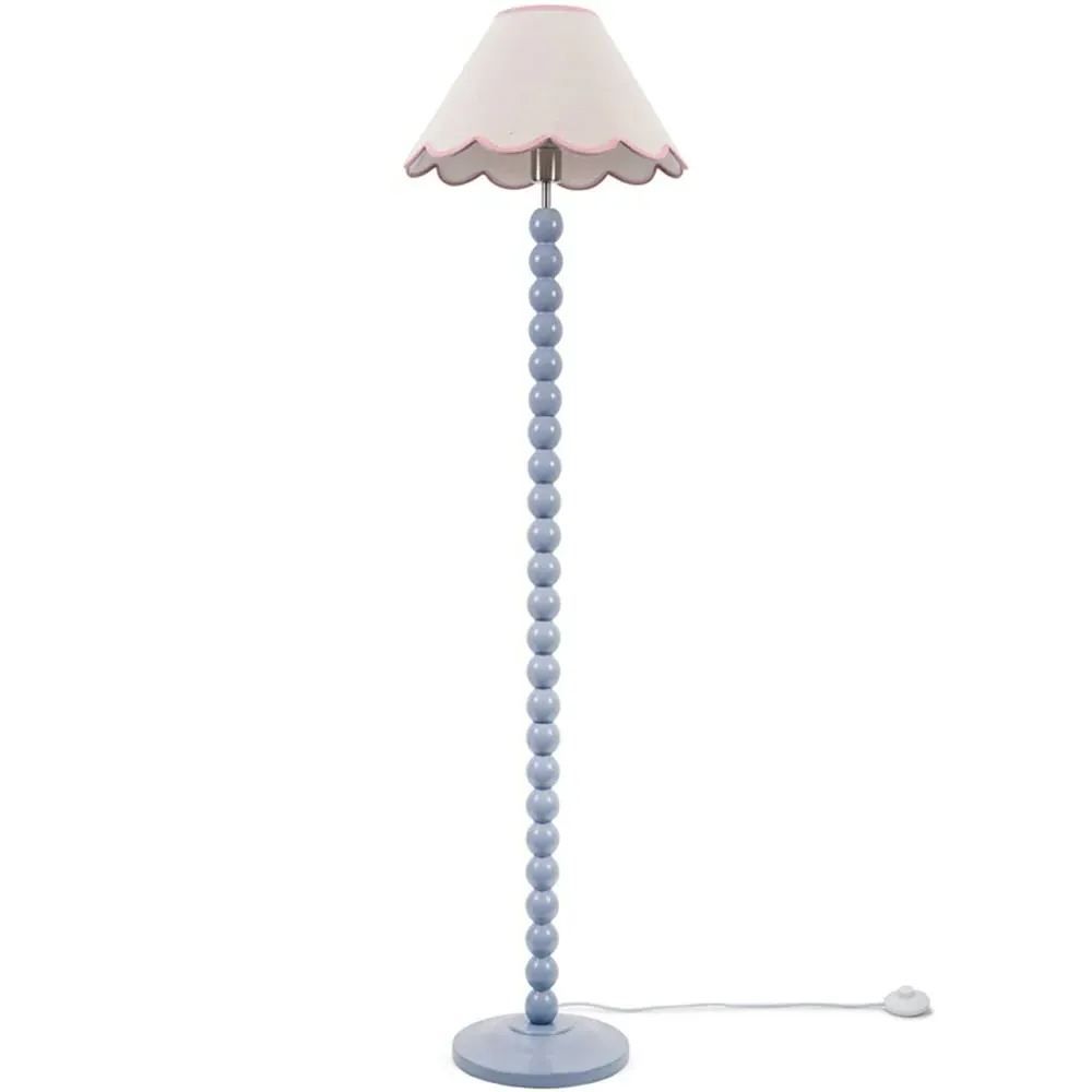 Bobbins LED Floor Lamp with Scallop Shade - Powder Blue
