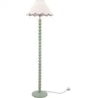 Bobbins LED Floor Lamp with Scallop Shade - Sage Green, Linen