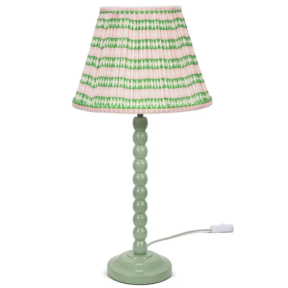 Bobbins LED Table Lamp with Aztec Shade - Sage Green