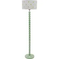 Bobbins Lemon Embroidered Drum Shade Floor Lamp - Green