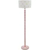 Bobbins Lemon Embroidered Drum Shade Floor Lamp - Pink