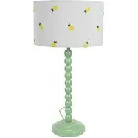 Bobbins Lemon Embroidered Drum Shade Table Lamp - Green