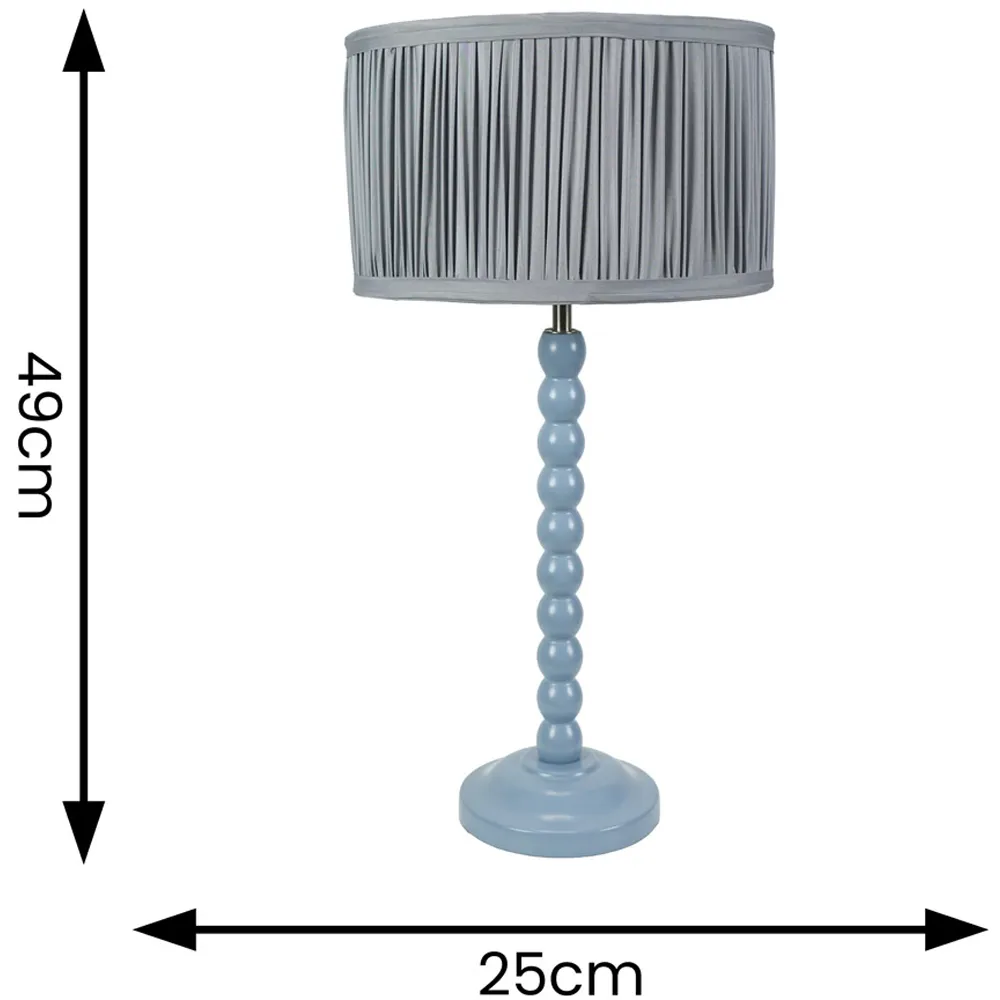 Bobbins Pleated Drum Shade LED Table Lamp - Powder Blue