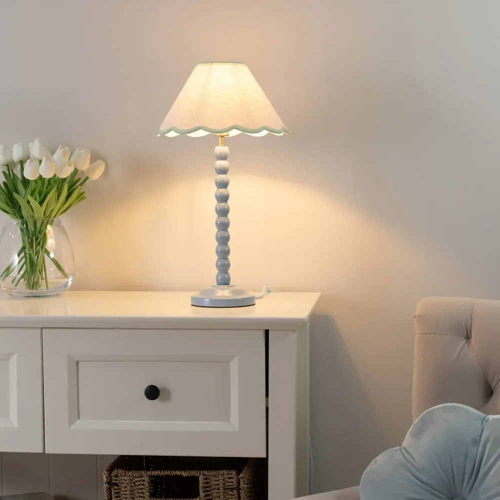 Bobbins Scallop Shade LED Floor Lamp - Powder Blue