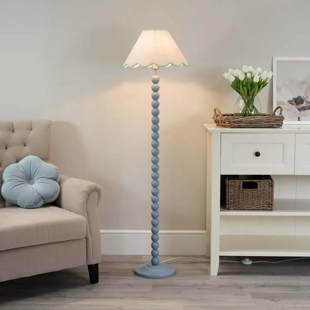 Bobbins Scallop Shade LED Floor Lamp - Powder Blue