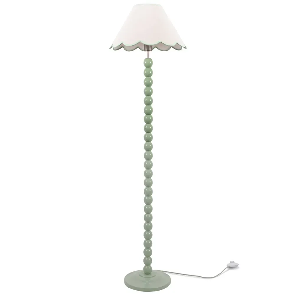 Bobbins Scallop Shade LED Floor Lamp - Sage Green, Linen