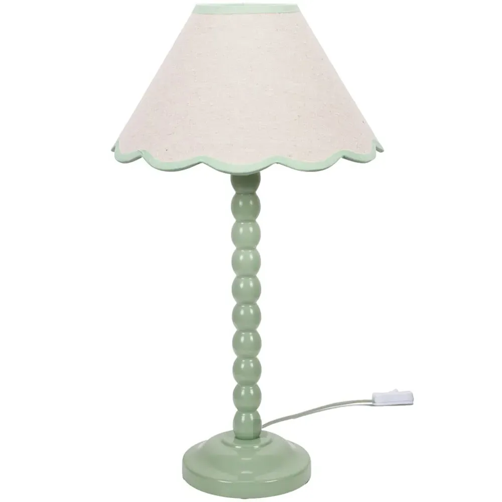 Bobbins Scallop Shade LED Table Lamp - Sage Green, Linen