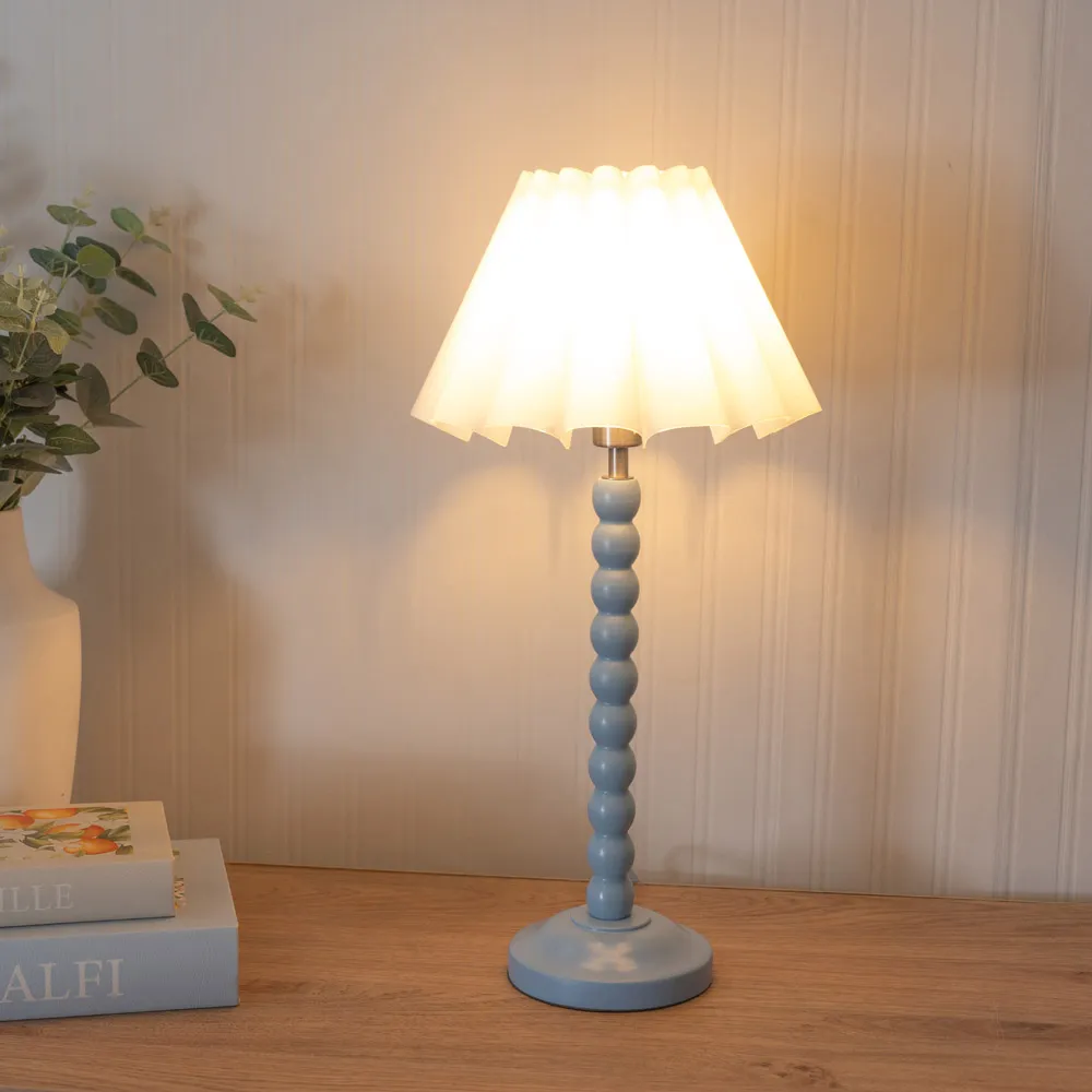 Bobbins Scallop Tapered Shade LED Table Lamp - Blue