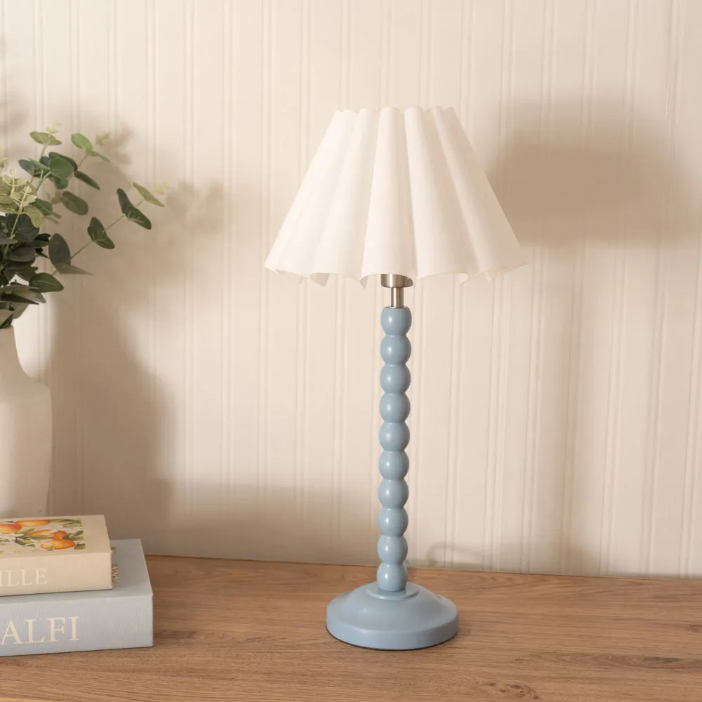 Bobbins Scallop Tapered Shade LED Table Lamp - Blue