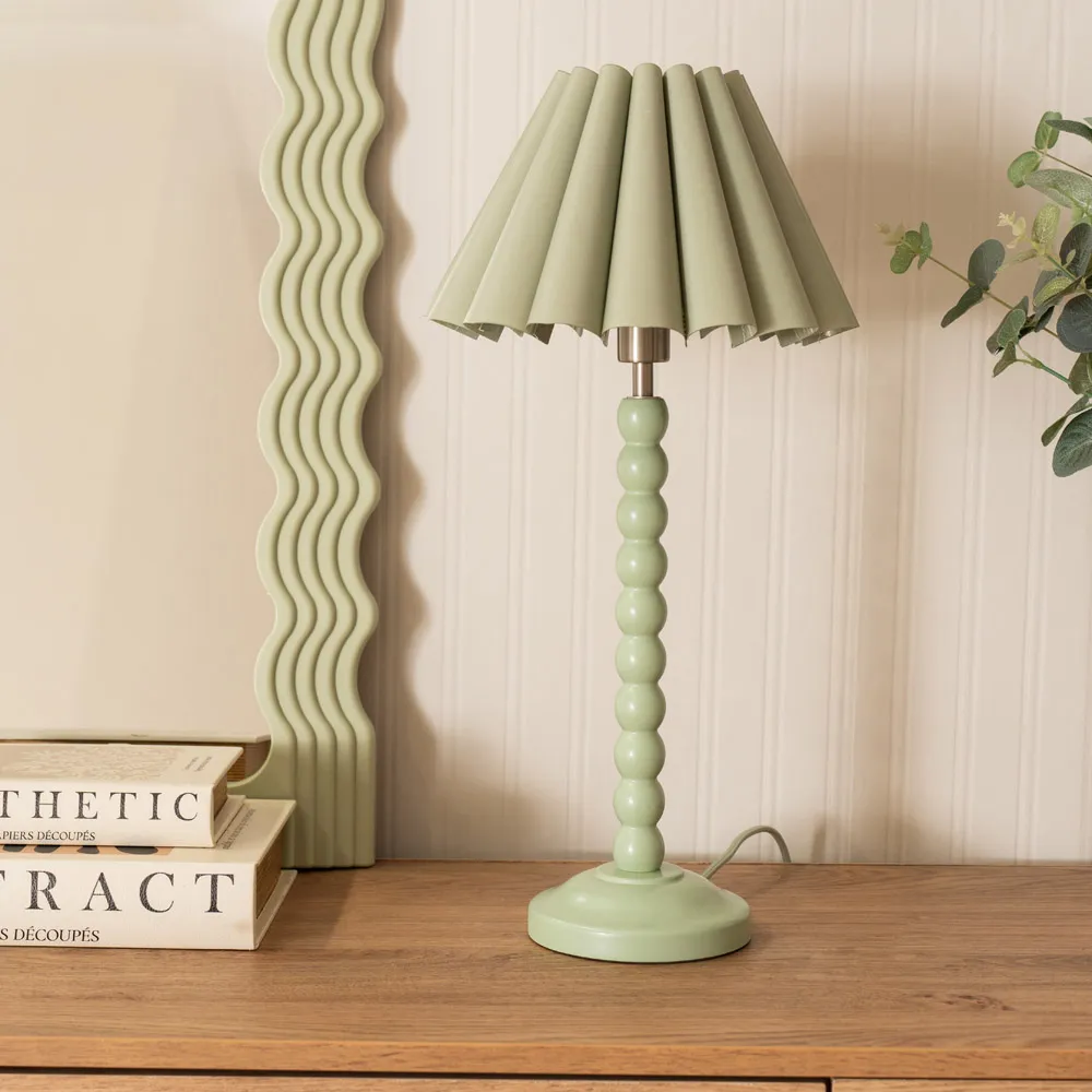 Bobbins Scallop Tapered Shade LED Table Lamp - Green