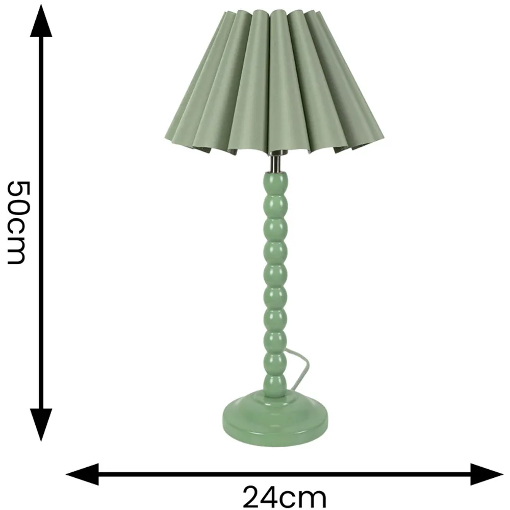 Bobbins Scallop Tapered Shade LED Table Lamp - Green